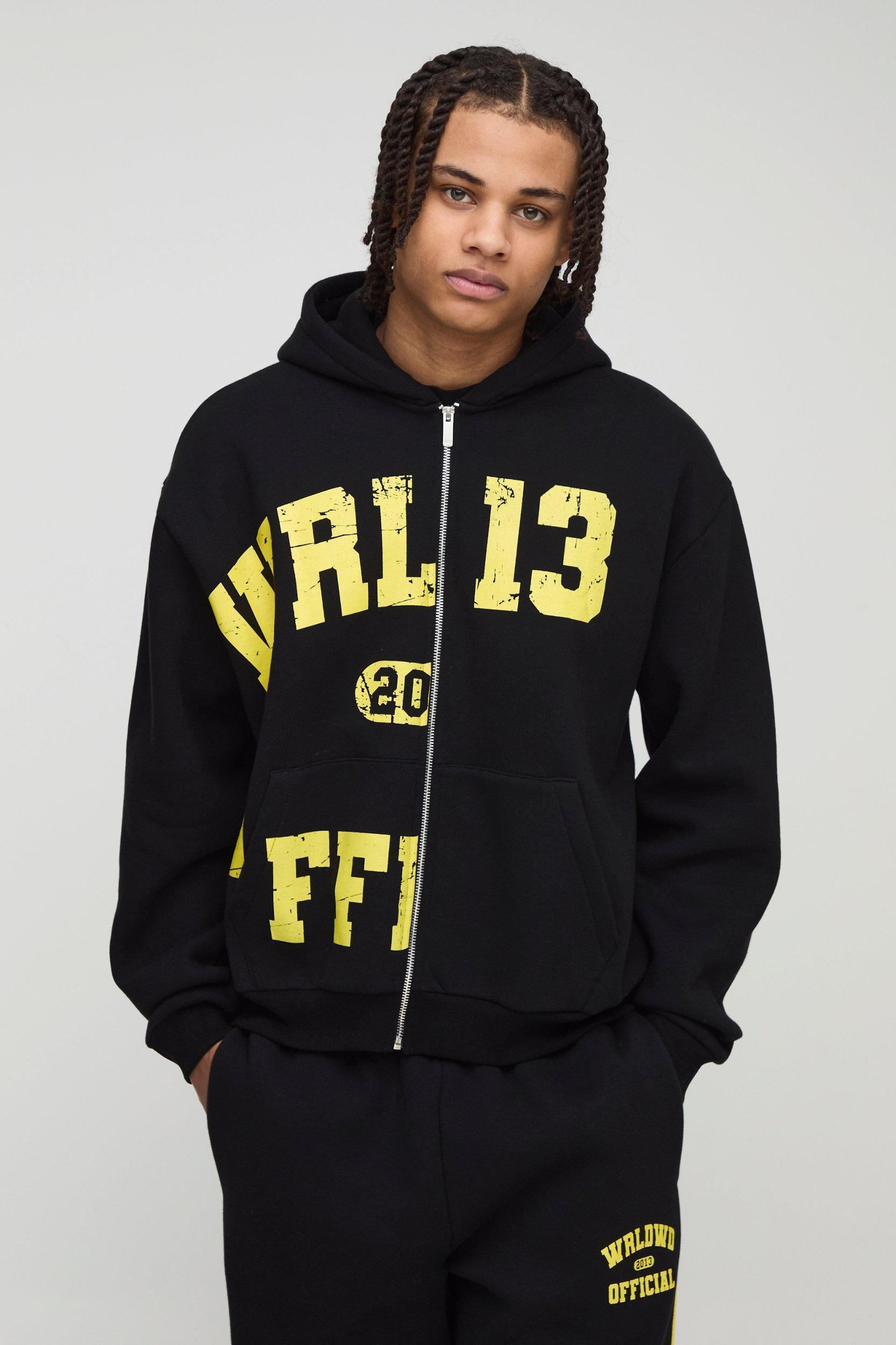 Oversized Boxy Worldwide Zip Hooded Tracksuit | boohooMAN USA Product Image