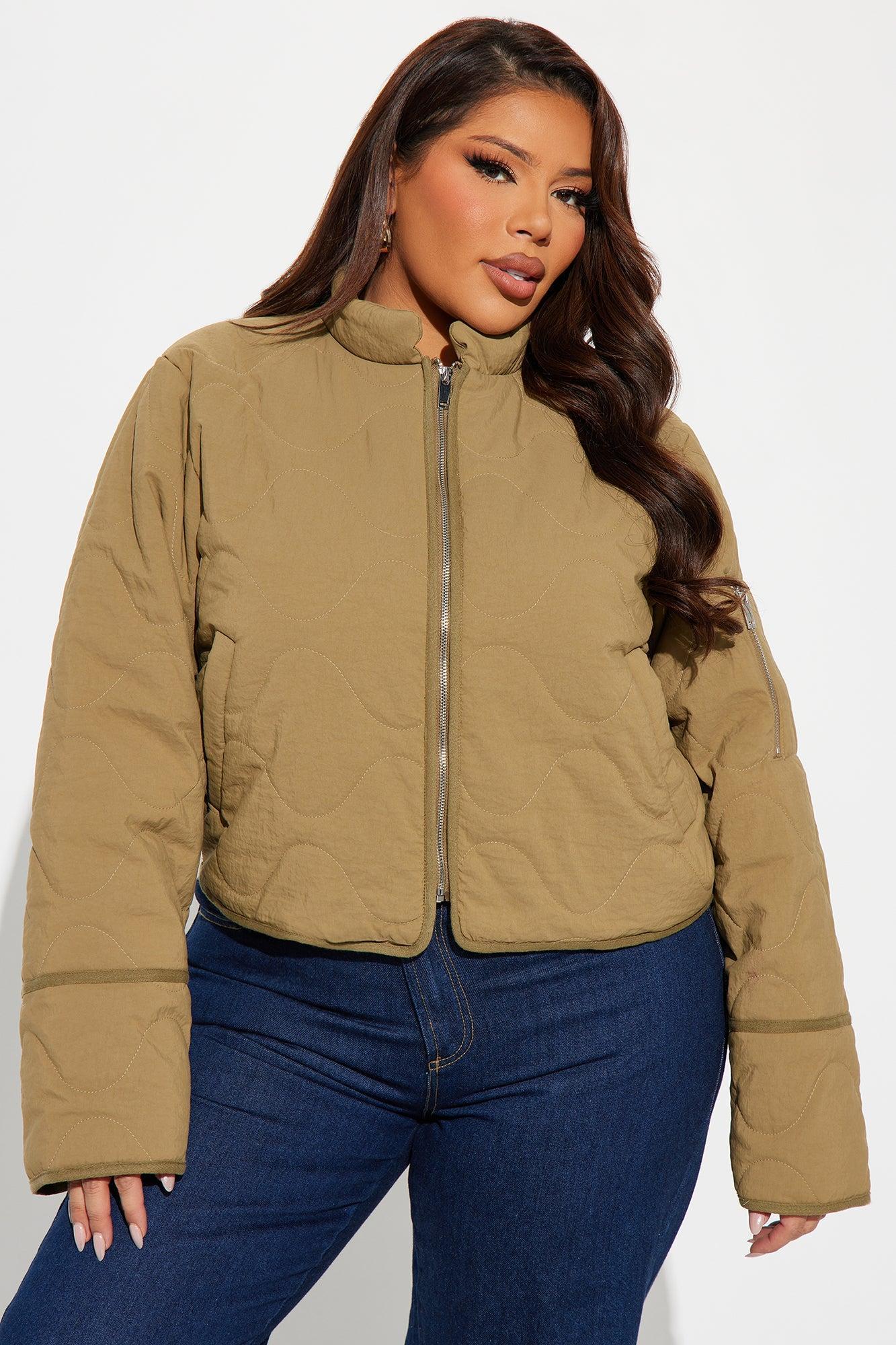 Chloe Quilted Lightweight Puffer Jacket - Khaki Product Image