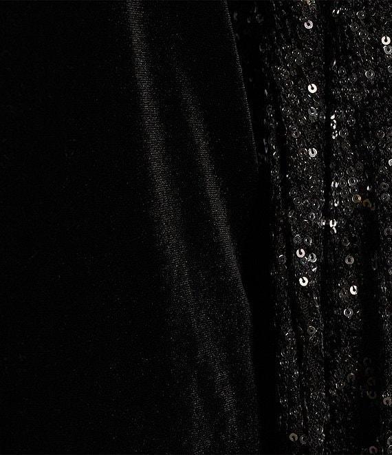 Sugarlips Destine City Michelle Velvet Leopard Sequin Mock Neck Long Sleeve Top Product Image