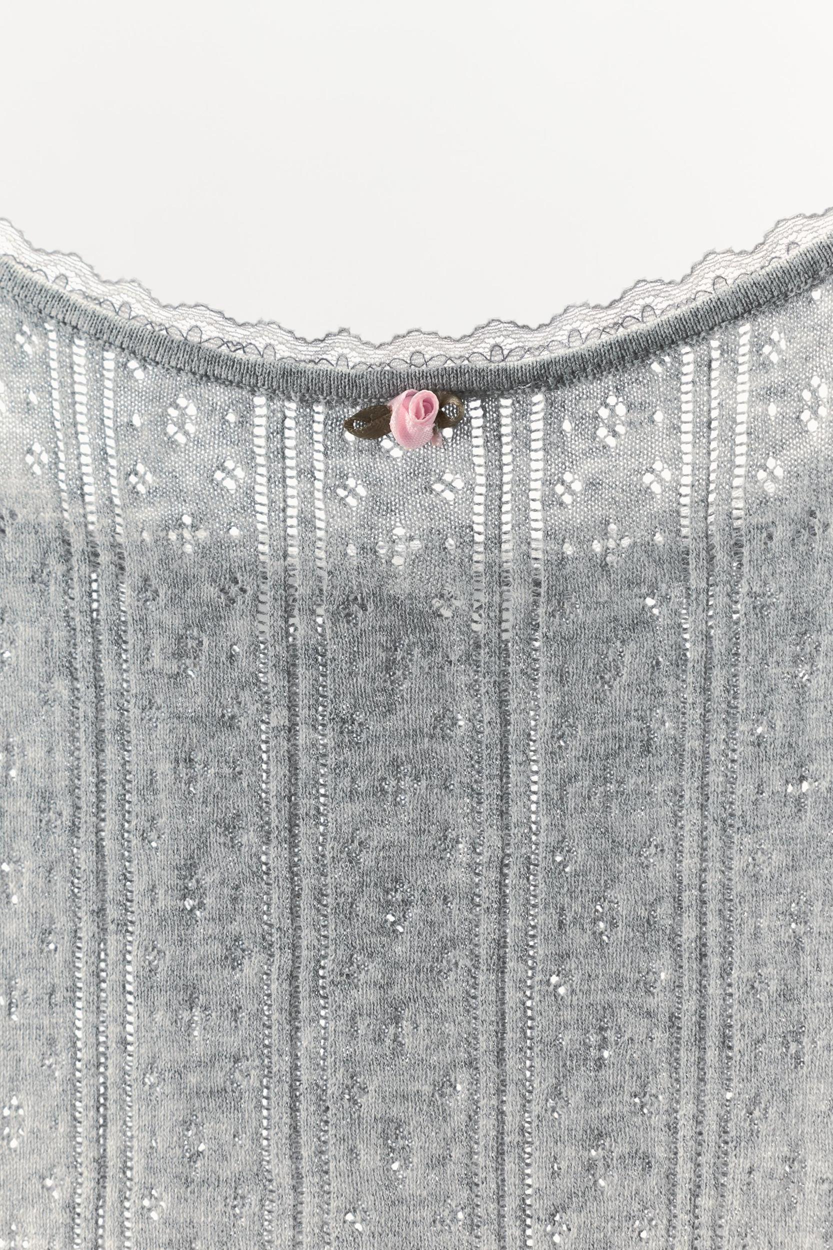 POINTELLE FLORAL STRAP TOP Product Image