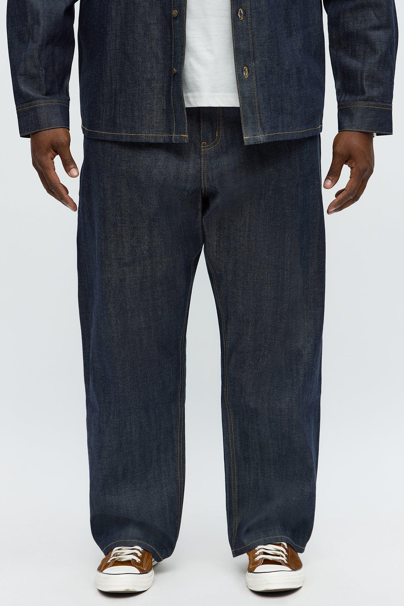 Baggy Raw Selvedge Jeans - Dark Wash Male Product Image