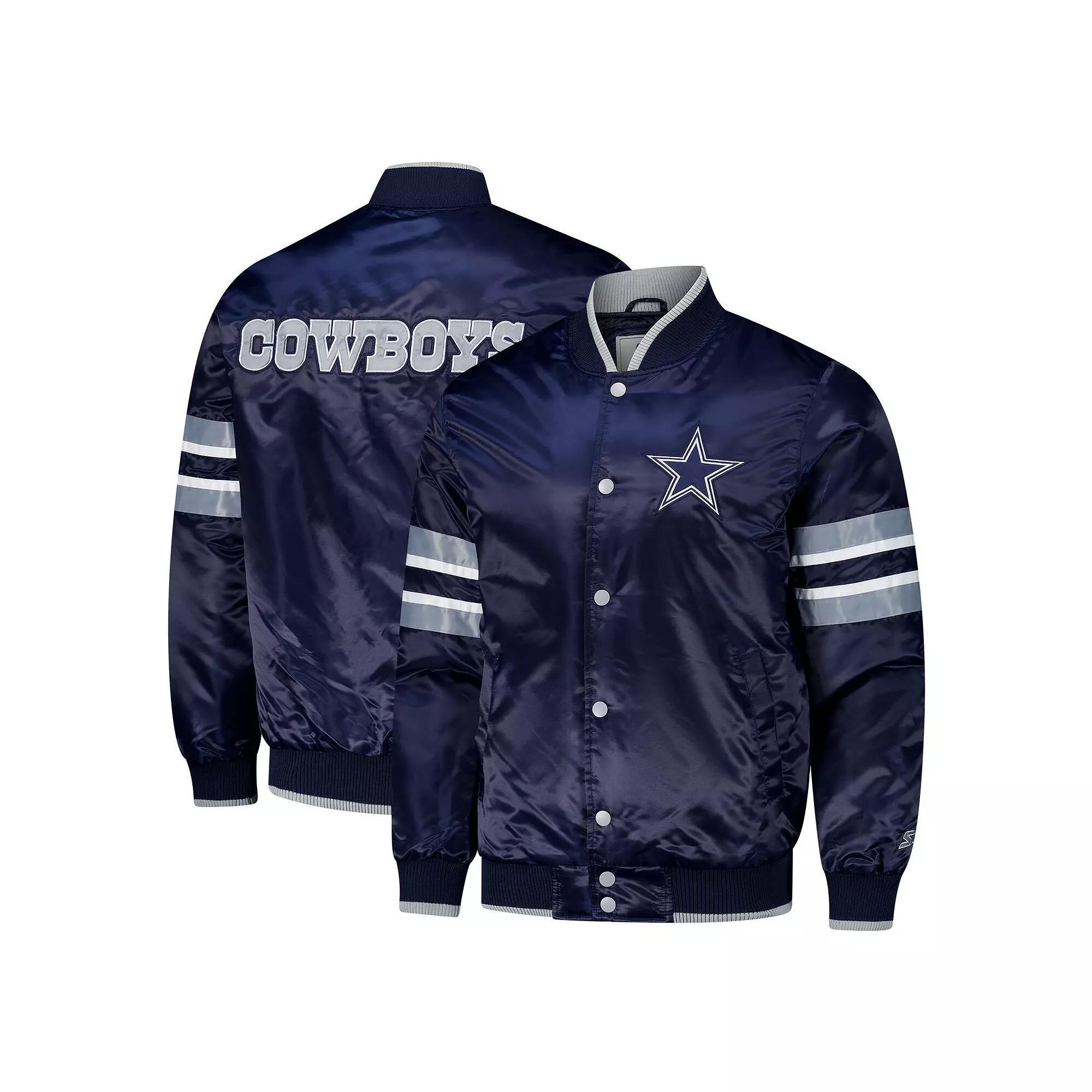 Men's Starter  Navy Dallas Cowboys Scout I Full-Snap Varsity Jacket, Size: 2XL, Blue Product Image