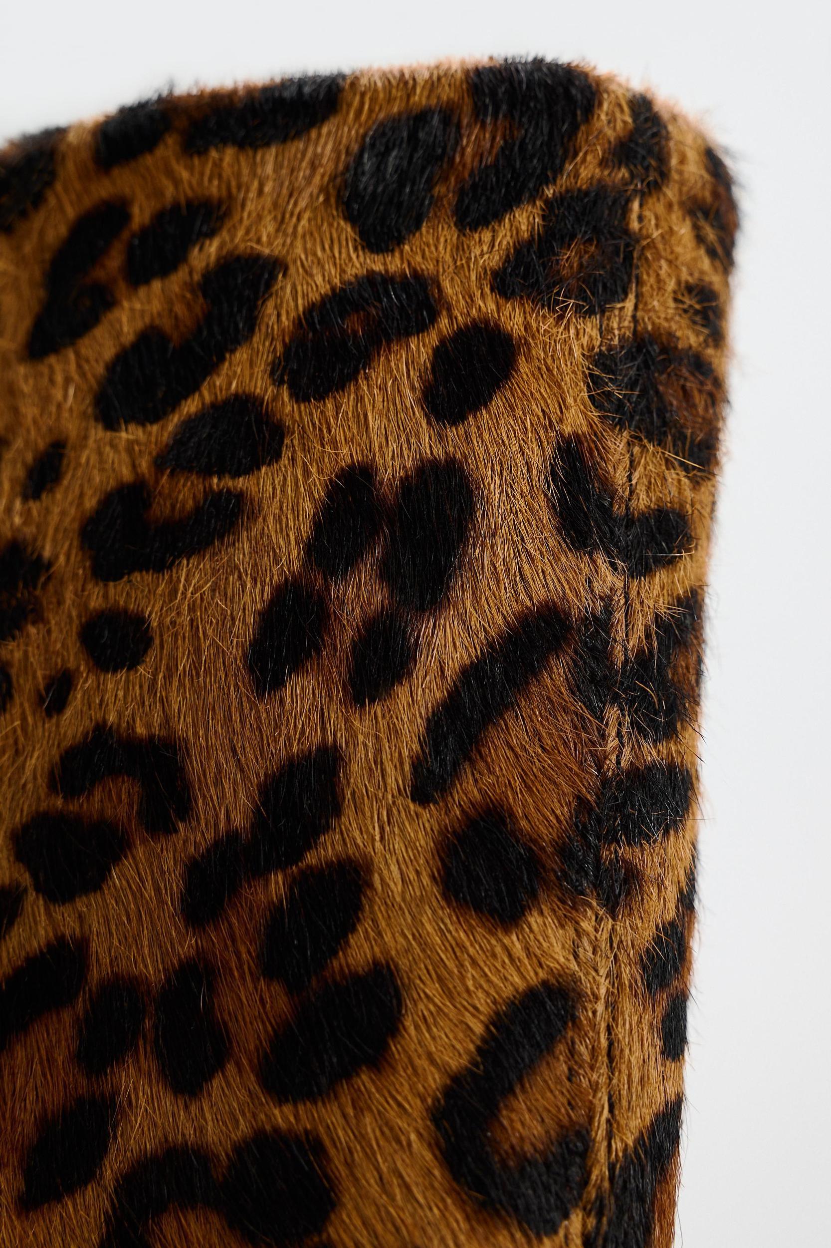 ANIMAL PRINT HEELED LEATHER BOOTS Product Image