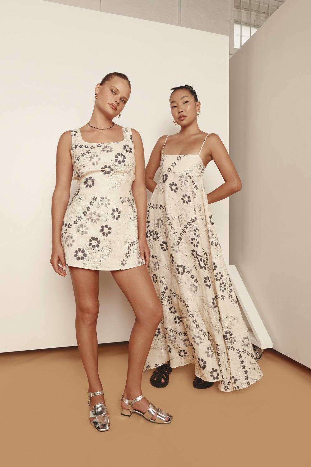 Aura Linen Mini Dress Lace Product Image