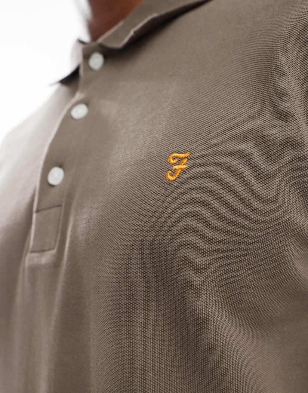 Farah blanes long sleeve polo in mushroom gray Product Image