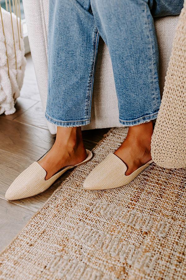 The Natasha Raffia Woven Flat in Tan Product Image