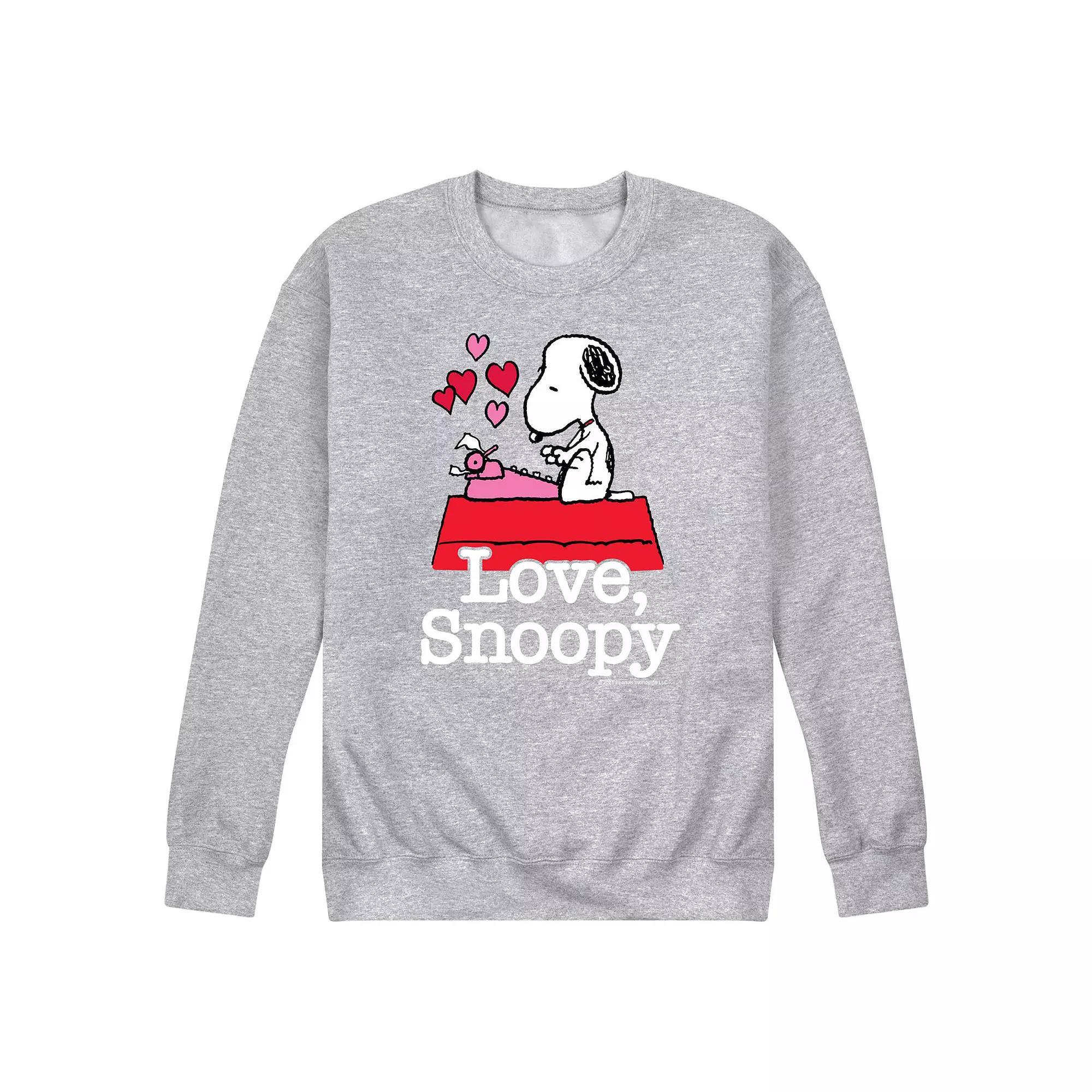 Mens Peanuts Love Snoopy Fleece Sweatshirt Grey Gray Product Image