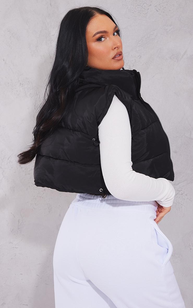 Black Side Toggle Detail Cropped Vest Product Image