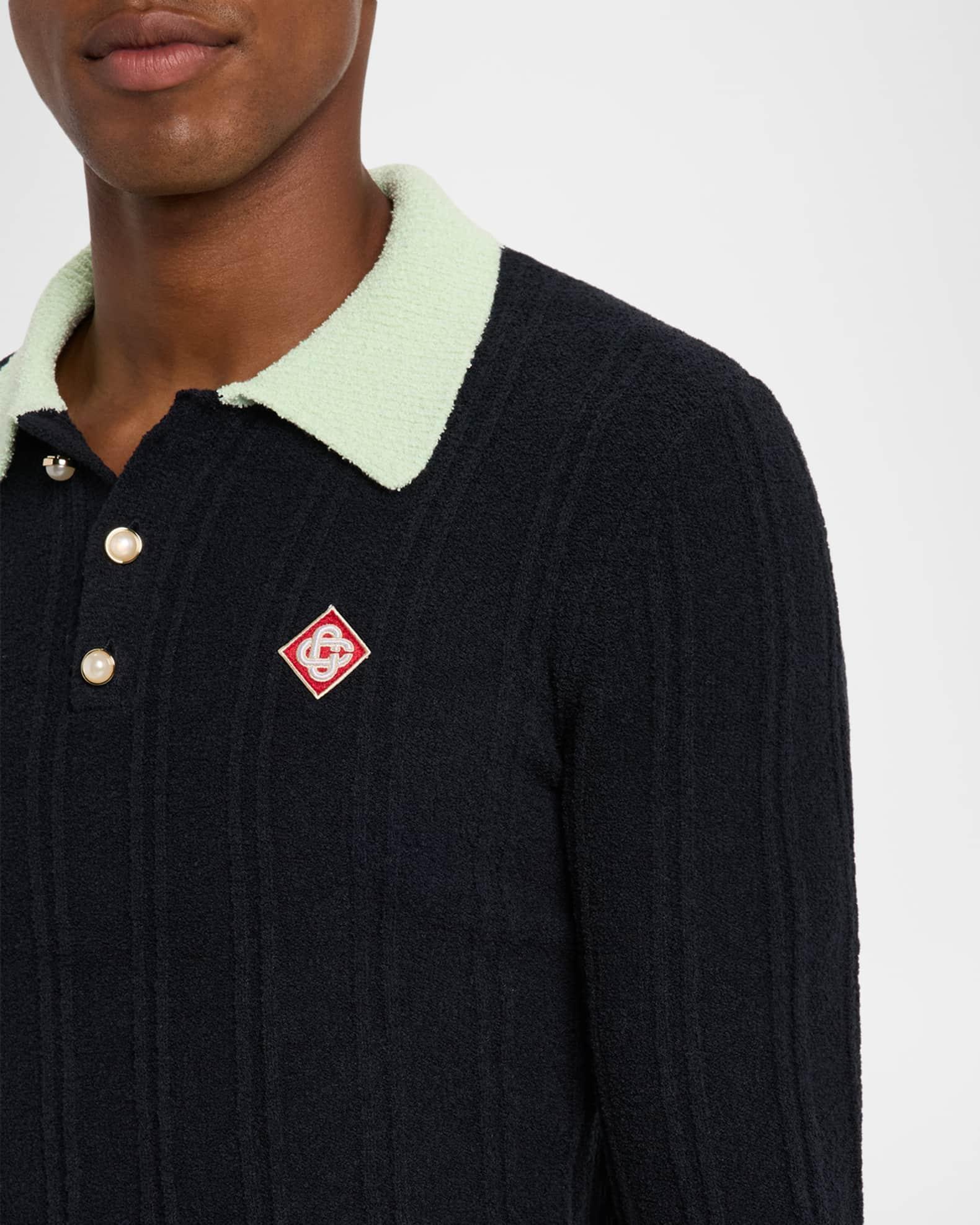 Men's Boucle Knit Long-Sleeve Polo Shirt Product Image