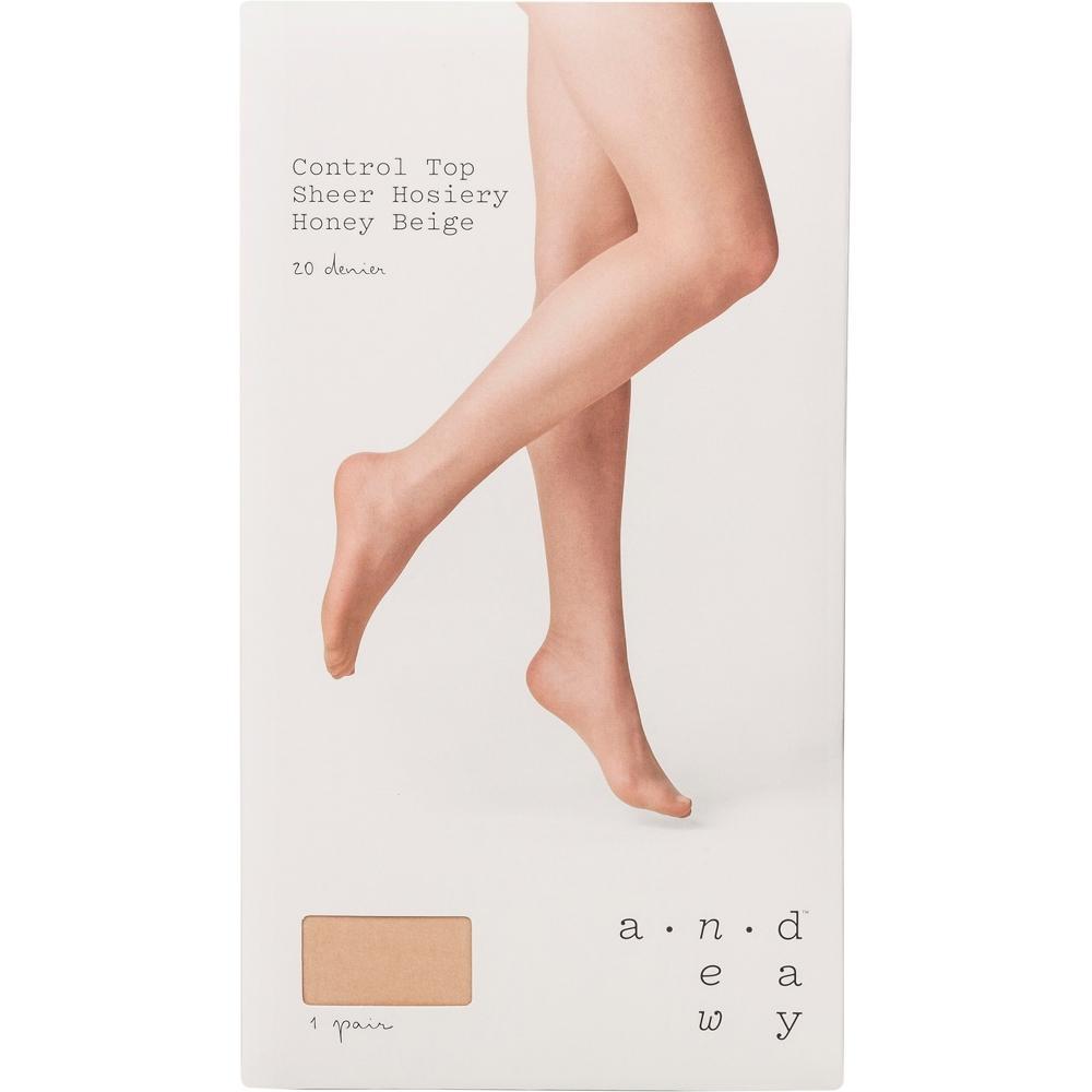Womens 20D Sheer Control Top Tights - A New Day Honey L/XL: High Waisted, Nylon Spandex Blend, Tagless Design Product Image