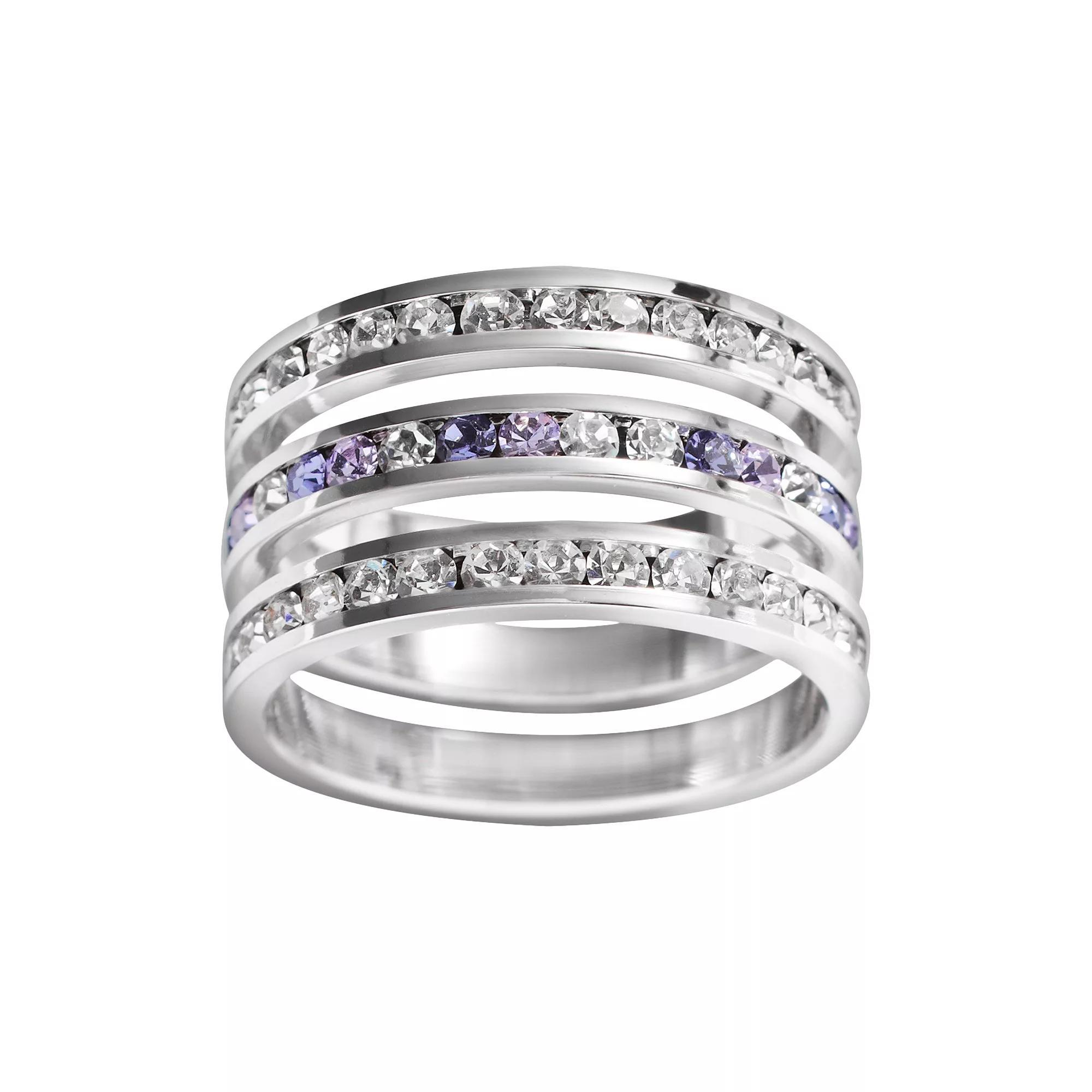 Traditions Jewelry Company Sterling Silver Crystal Eternity Ring Set, Womens White Team Blues Product Image