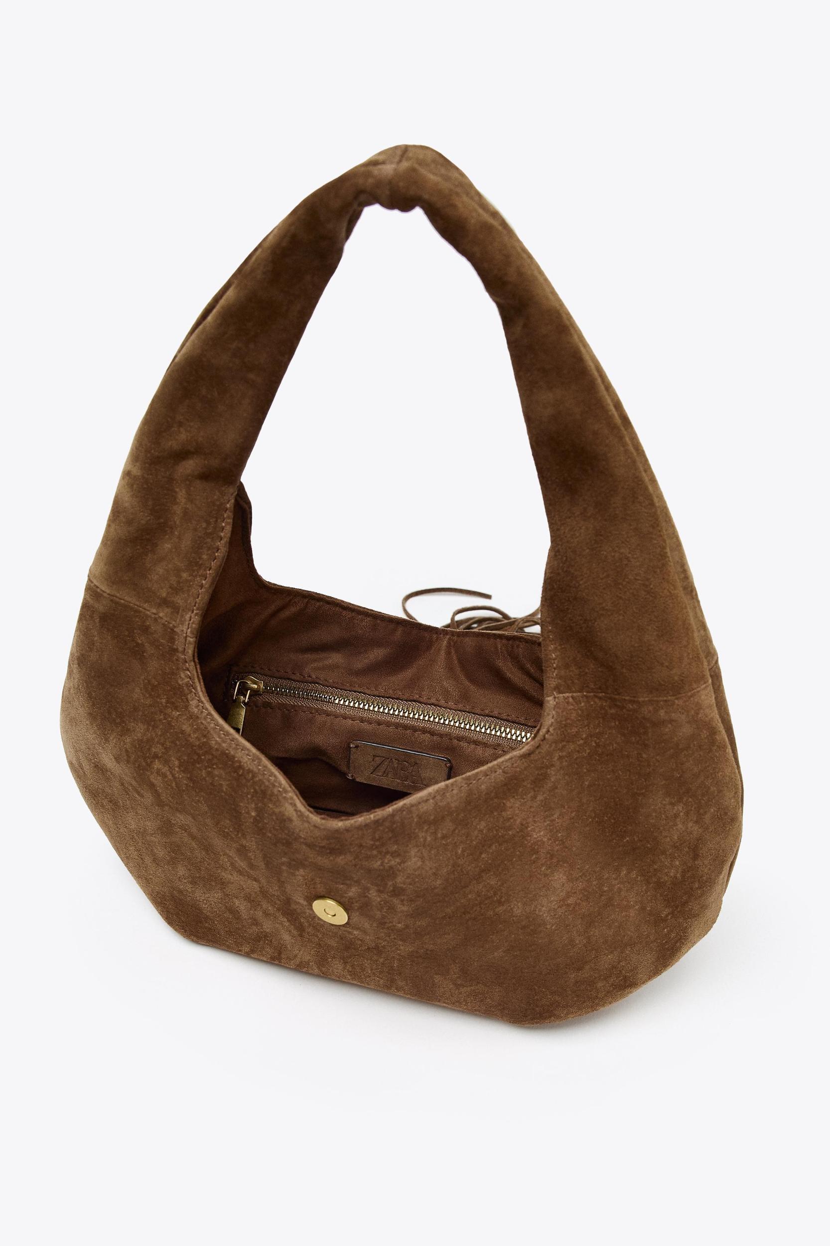 FRINGED SPLIT LEATHER SHOULDER BAG Product Image