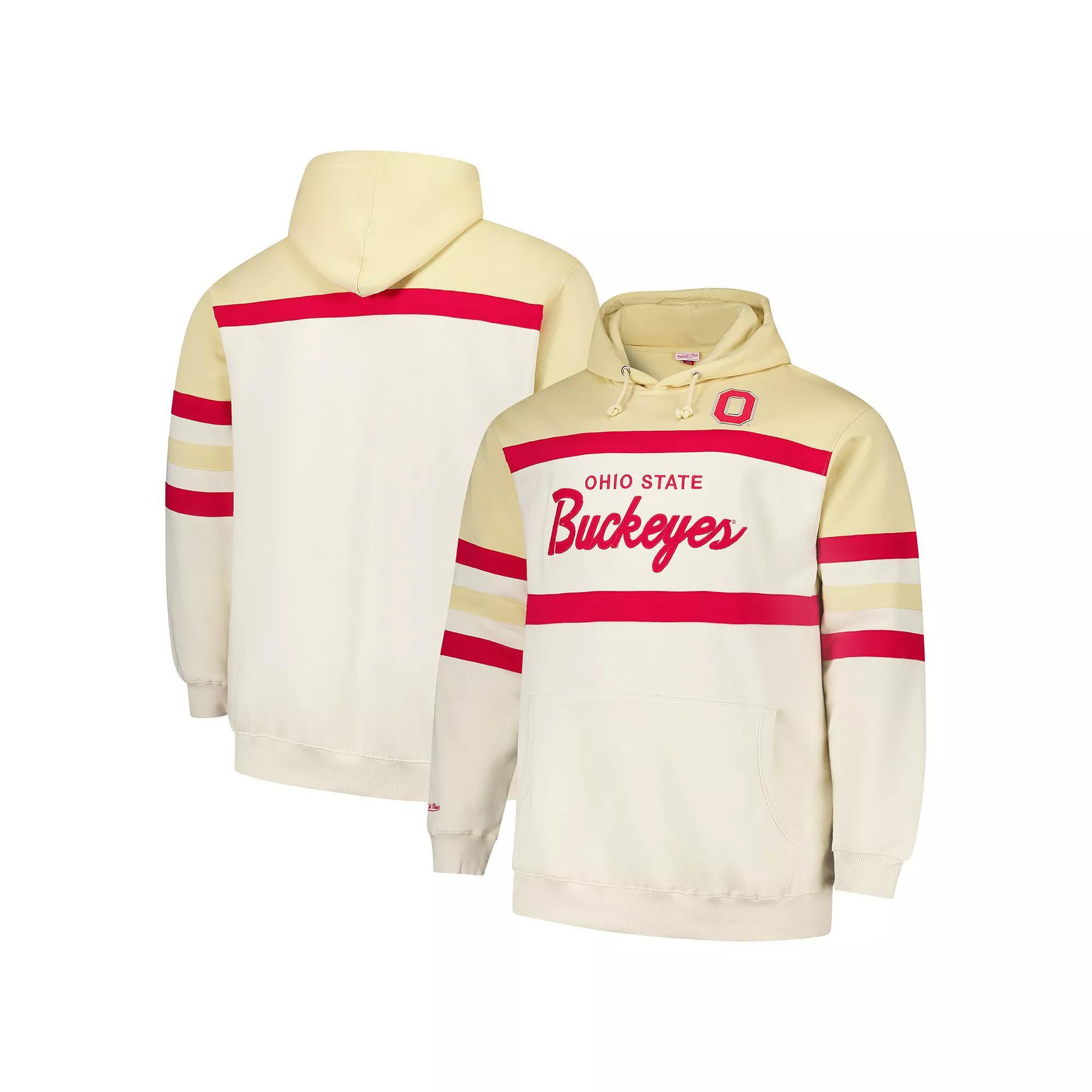 Men's Mitchell & Ness Cream Ohio State Buckeyes Big & Tall Head Coach Pullover Hoodie, Size: 2XLT, Beige Product Image