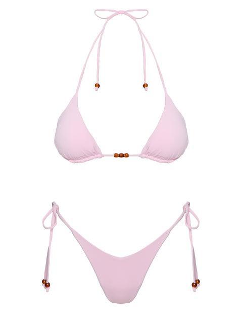 Nevaeh Beaded Triangle Bikini Top Pink Product Image