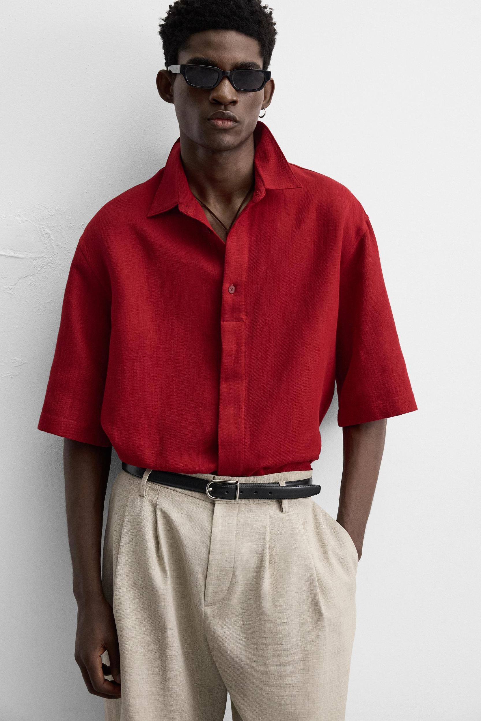 COTTON LINEN TEXTURED SHIRT Product Image