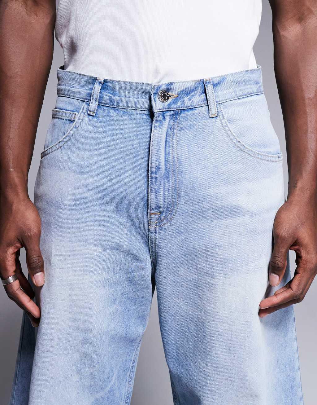 ASOS DESIGN horseshoe fit jeans in light wash blue Product Image