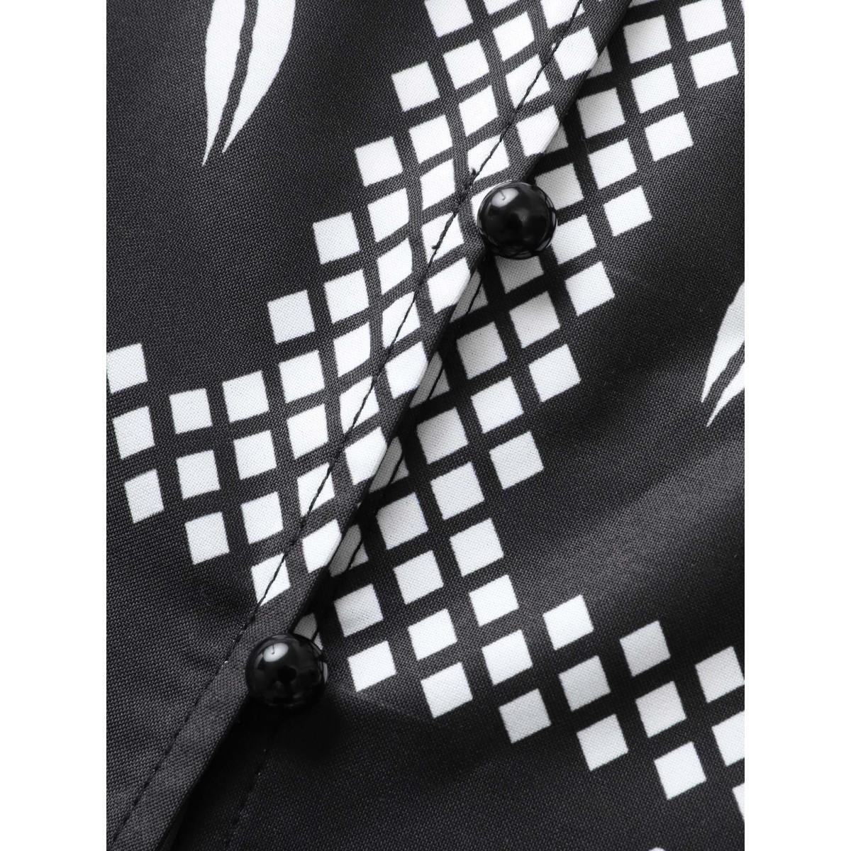 Plus Size Boho Print Button Up Split Hem Kimono Women BlackFlower Resort Button Vacation Kimonos BloomChic 12/L Product Image