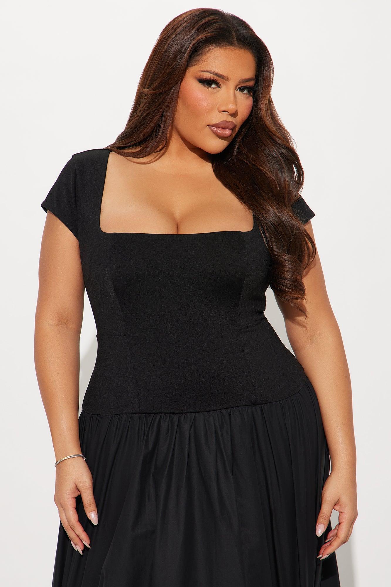 Irene Poplin Bubble Midi Dress - Black Product Image