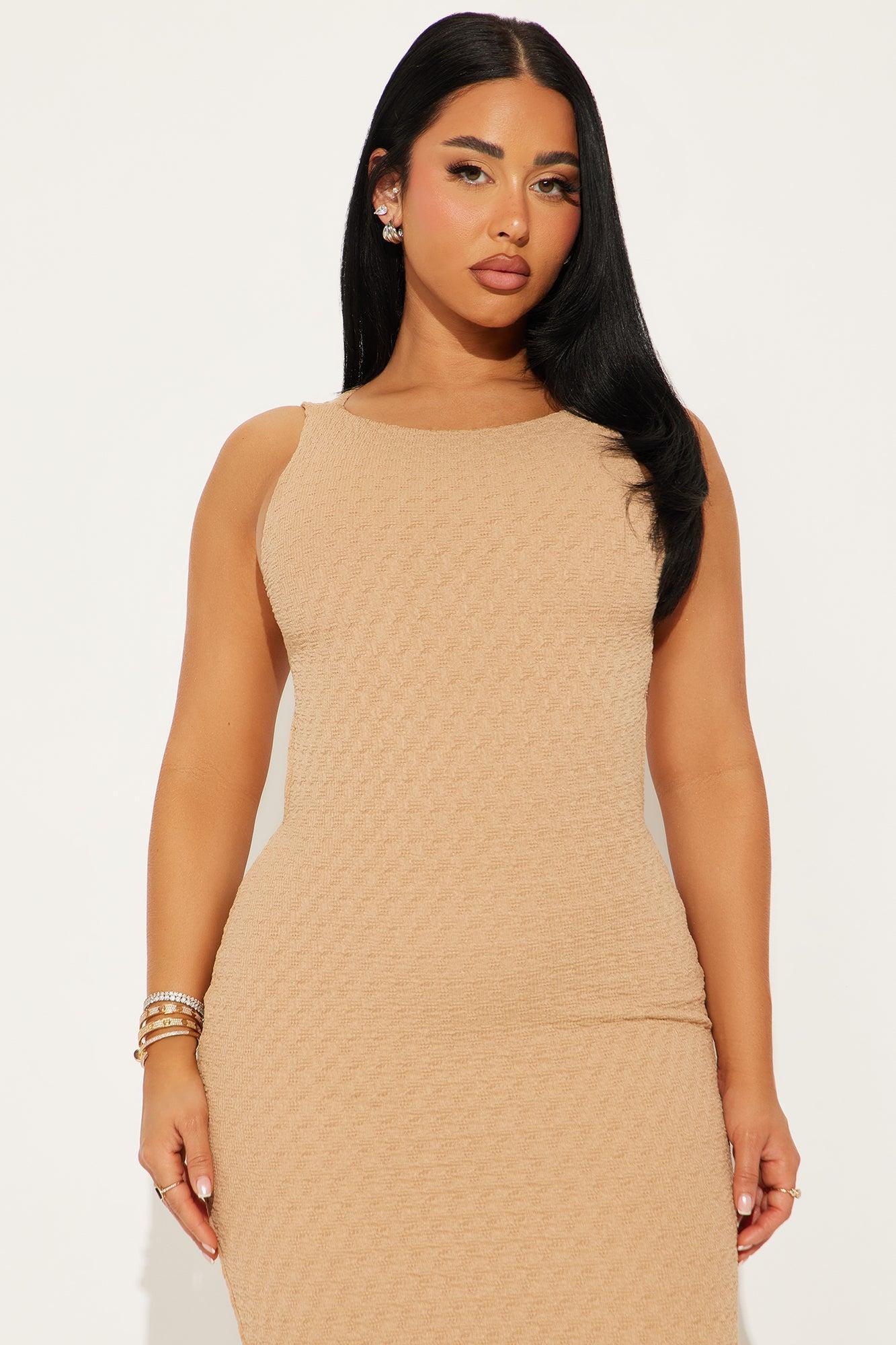 Tessa Textured Maxi Dress - Khaki Product Image