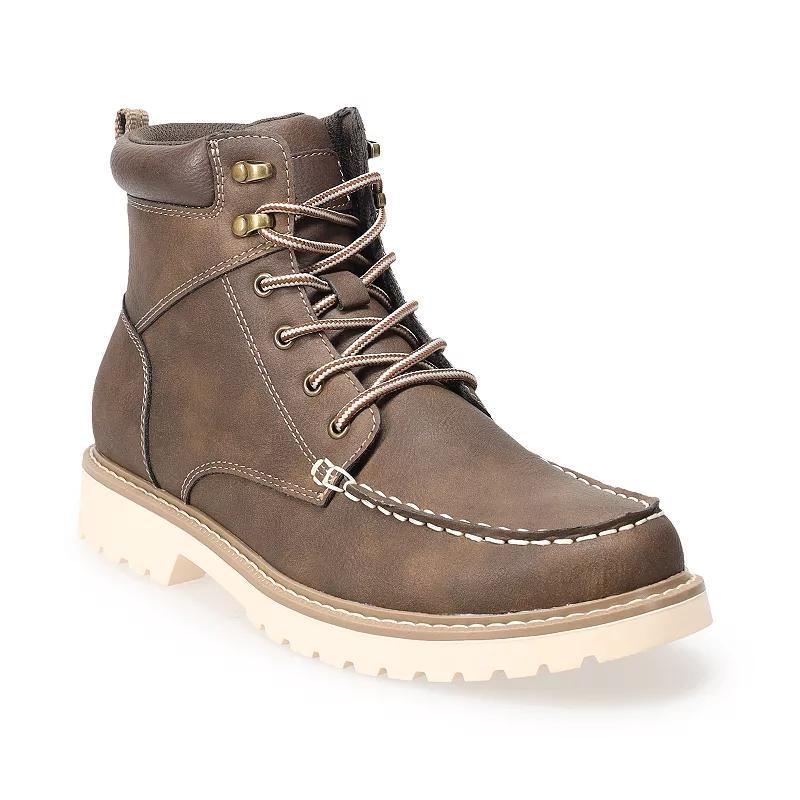 Sonoma Goods For Life® Harlann Men's Moc Toe Lug Sole Hiker Boots, Size: 11.5, Brown Product Image