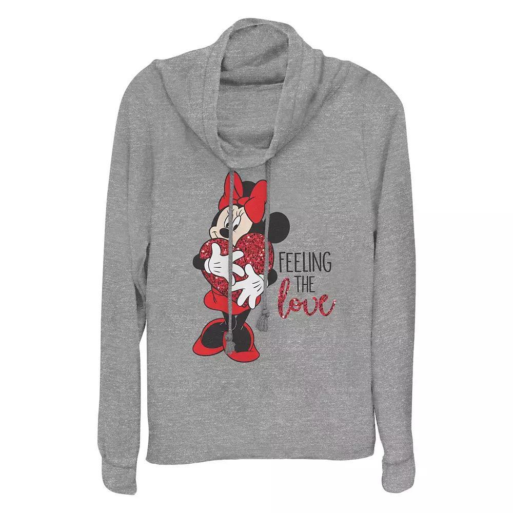 Disney's Minnie Mouse Feeling The Love Plus Size Cowlneck Graphic Lightweight Long Sleeve, Women's, Size: 1XL, Gray Grey Product Image