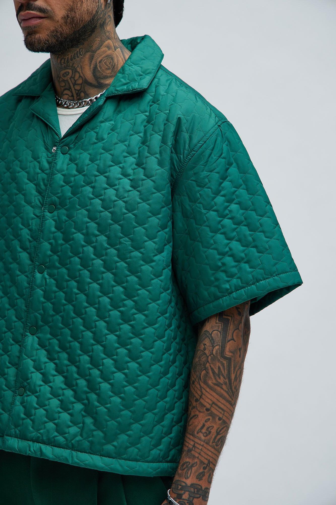 Hudson Quilted Nylon Shirt - Green Product Image