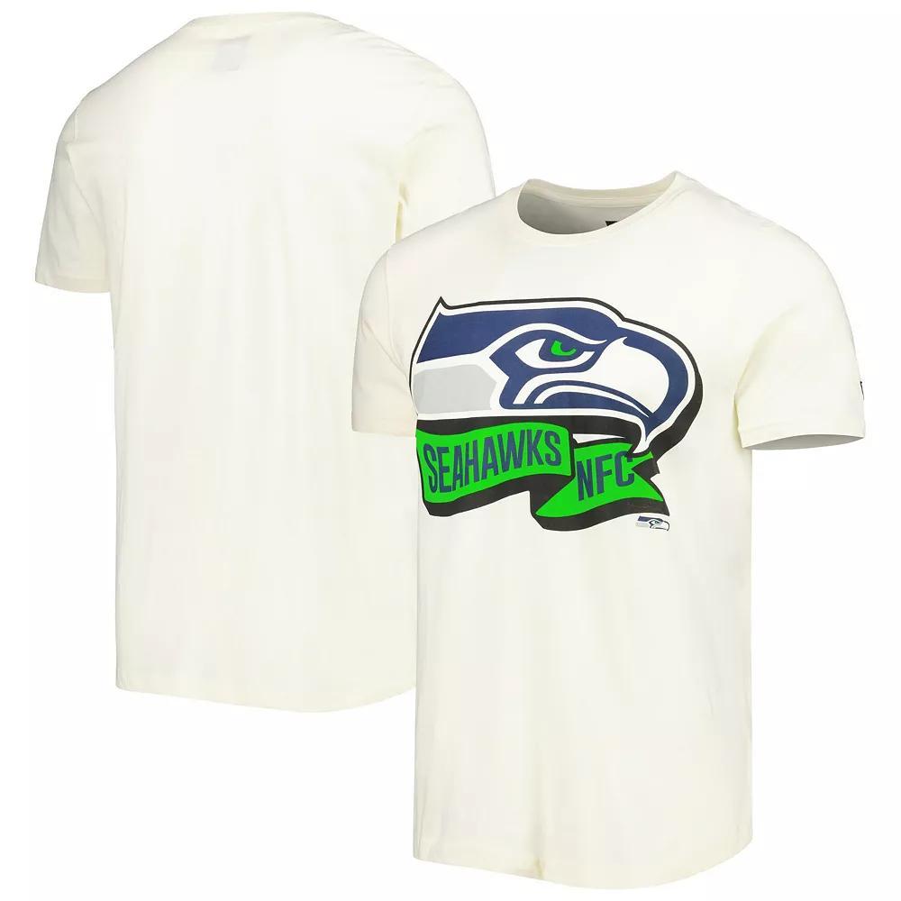 Men's New Era Cream Seattle Seahawks Sideline Chrome T-Shirt, Size: 2XL, Beige Product Image