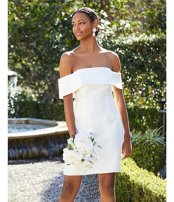 Adrianna Papell Mikado Off-the-Shoulder Oversized Bow Back A-Line Dress Product Image