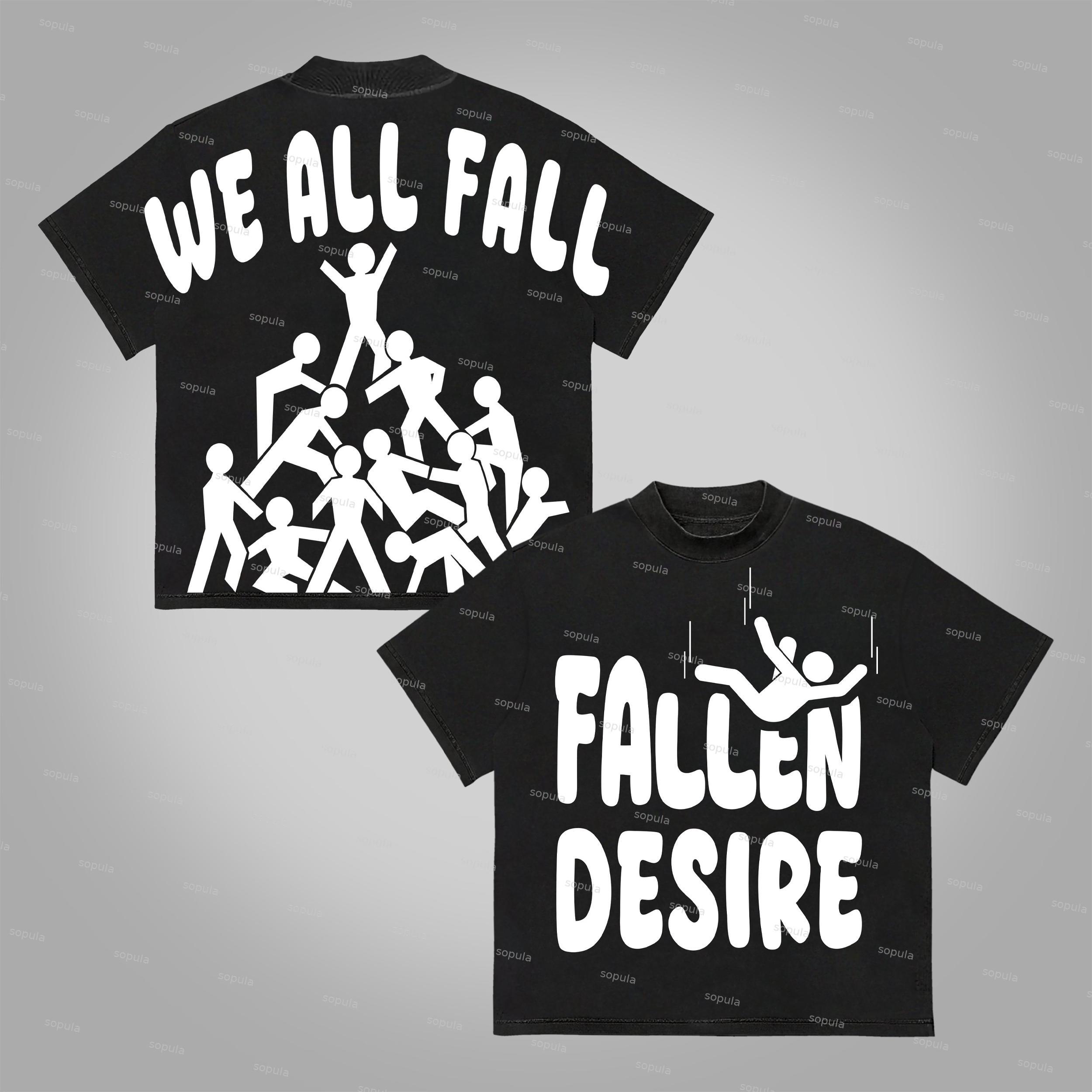 Sopula We All Fall Desire Fallen Graphics Print Cotton T-Shirt Product Image