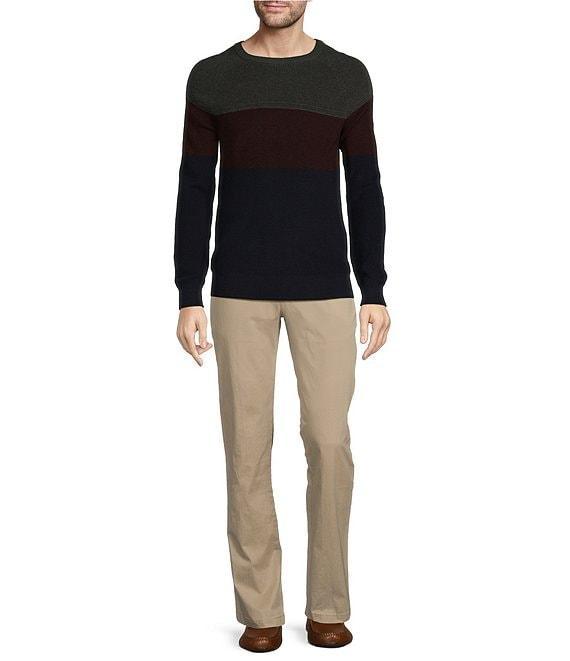 Roundtree & Yorke Long Sleeve Color Blocked Crewneck Pullover Sweater Product Image