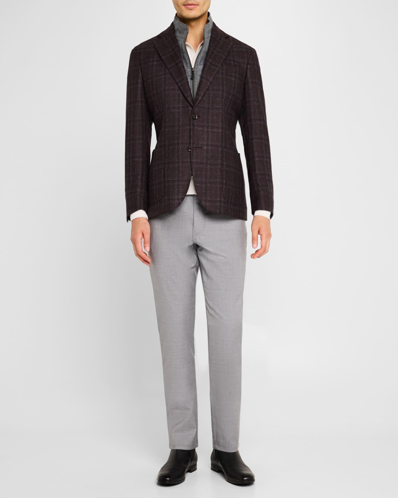 Mens Windowpane Sport Coat with Solid Vest Product Image