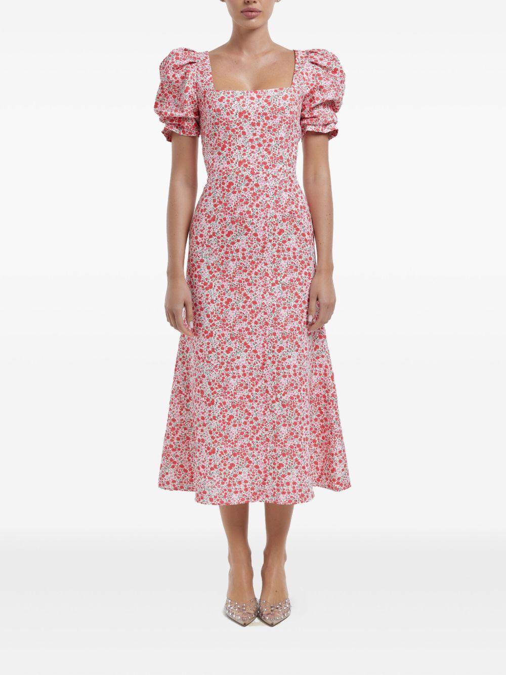 godet-silhouette square-neck midi dress Product Image