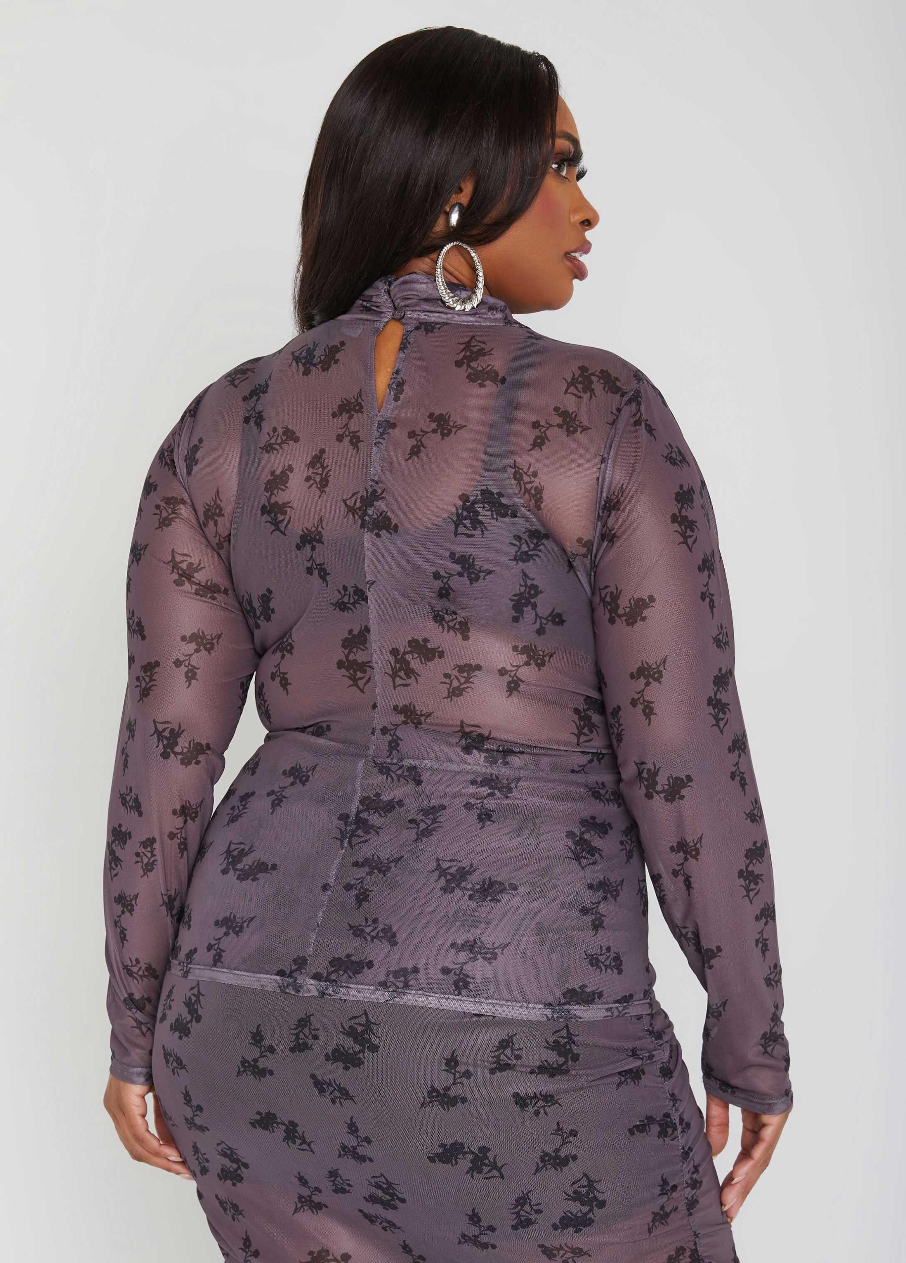 Floral Print Mesh Skirt Product Image