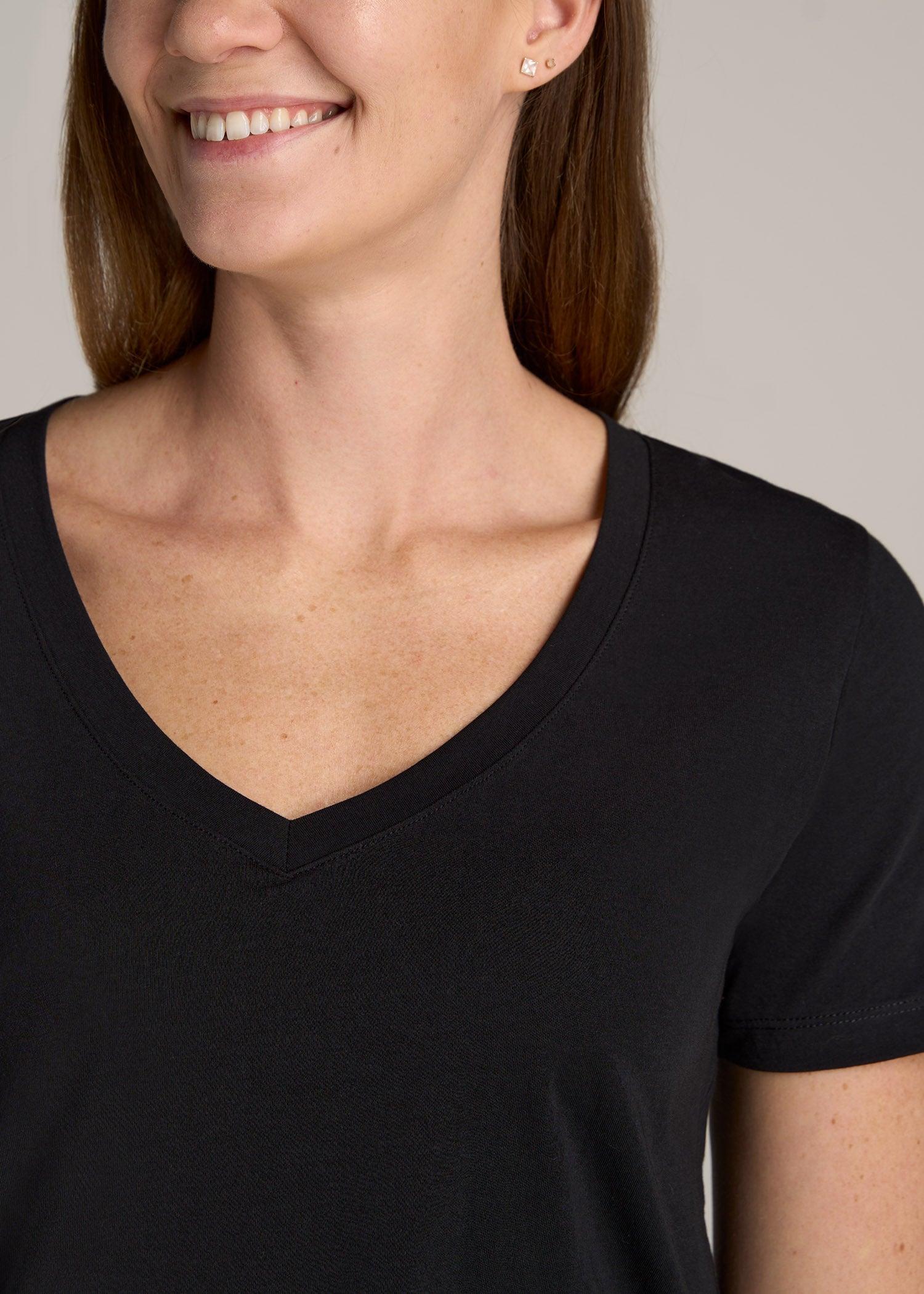 Women's Tall Scoop V-Neck Tee in Black Product Image