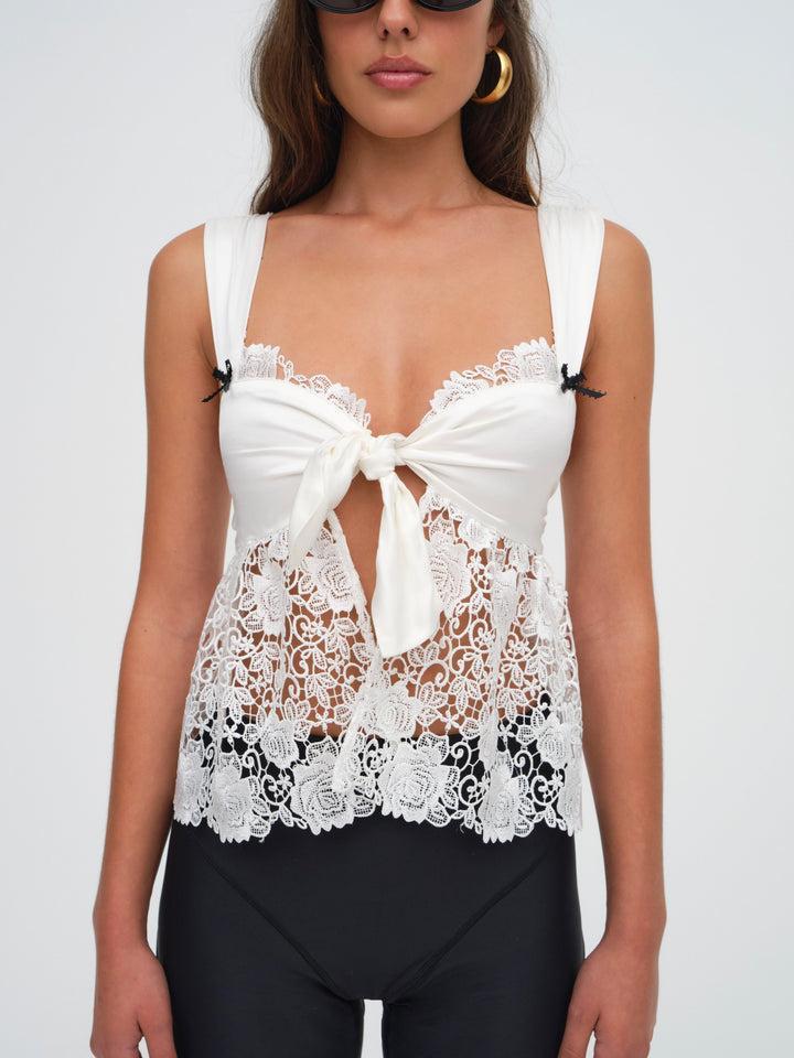 Josette Lace Top — White Product Image