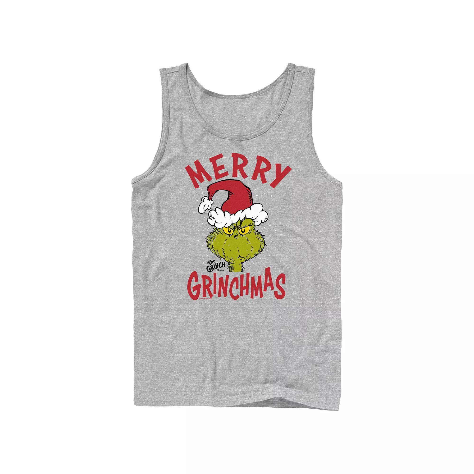 Big & Tall Dr. Seuss The Grinch Merry Christmas Tank, Men's, Size: Large, Athletic Grey Product Image