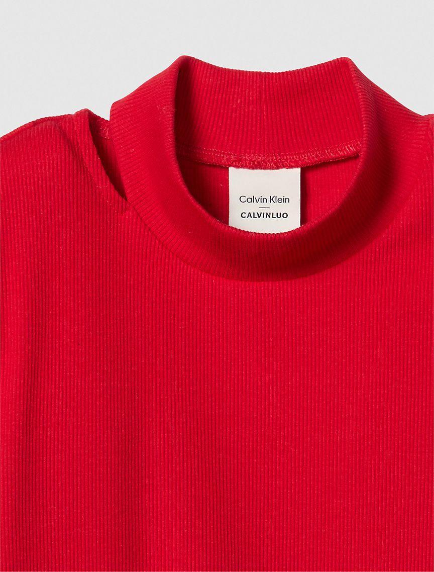 Cut Out Slim Crewneck T-Shirt Product Image