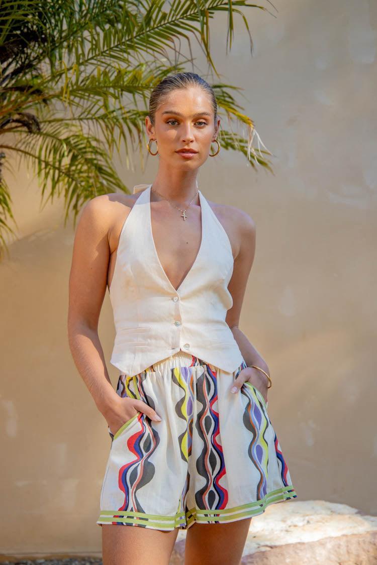 Introspective Linen Shorts Swirl Product Image