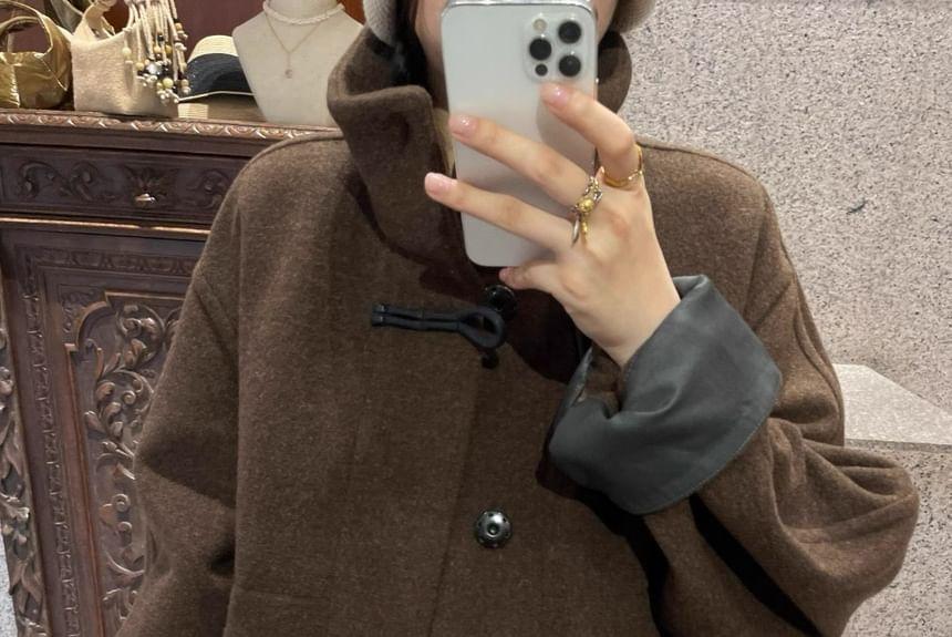 Stand Collar Plain Toggle Coat Product Image
