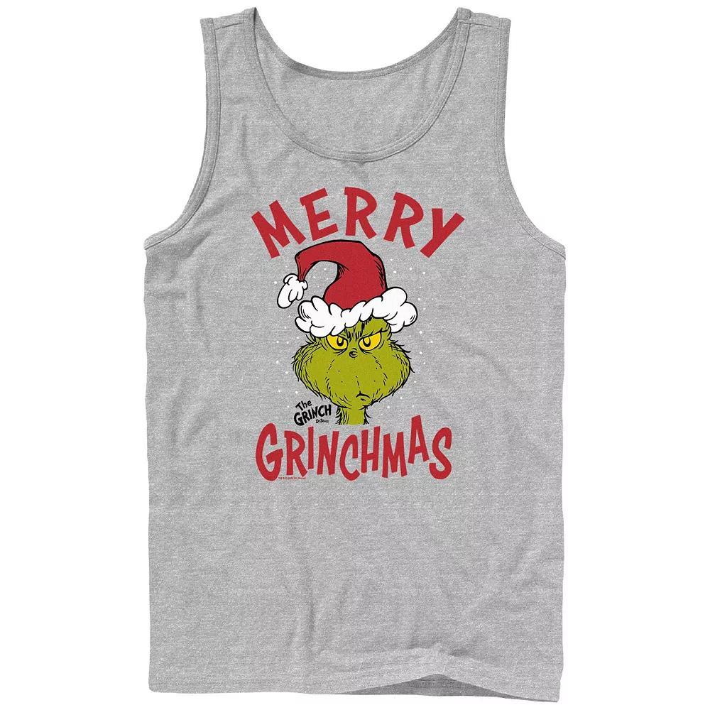 Big & Tall Dr. Seuss The Grinch Merry Christmas Tank, Men's, Size: Large, Athletic Grey Product Image
