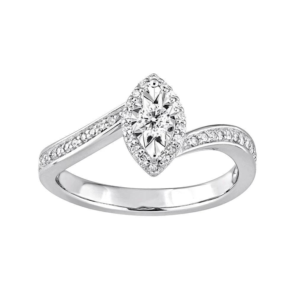 Stella Grace Sterling Silver 1/4 Carat T.W. Diamond Marquise Ring, Women's, Size: 9 Product Image