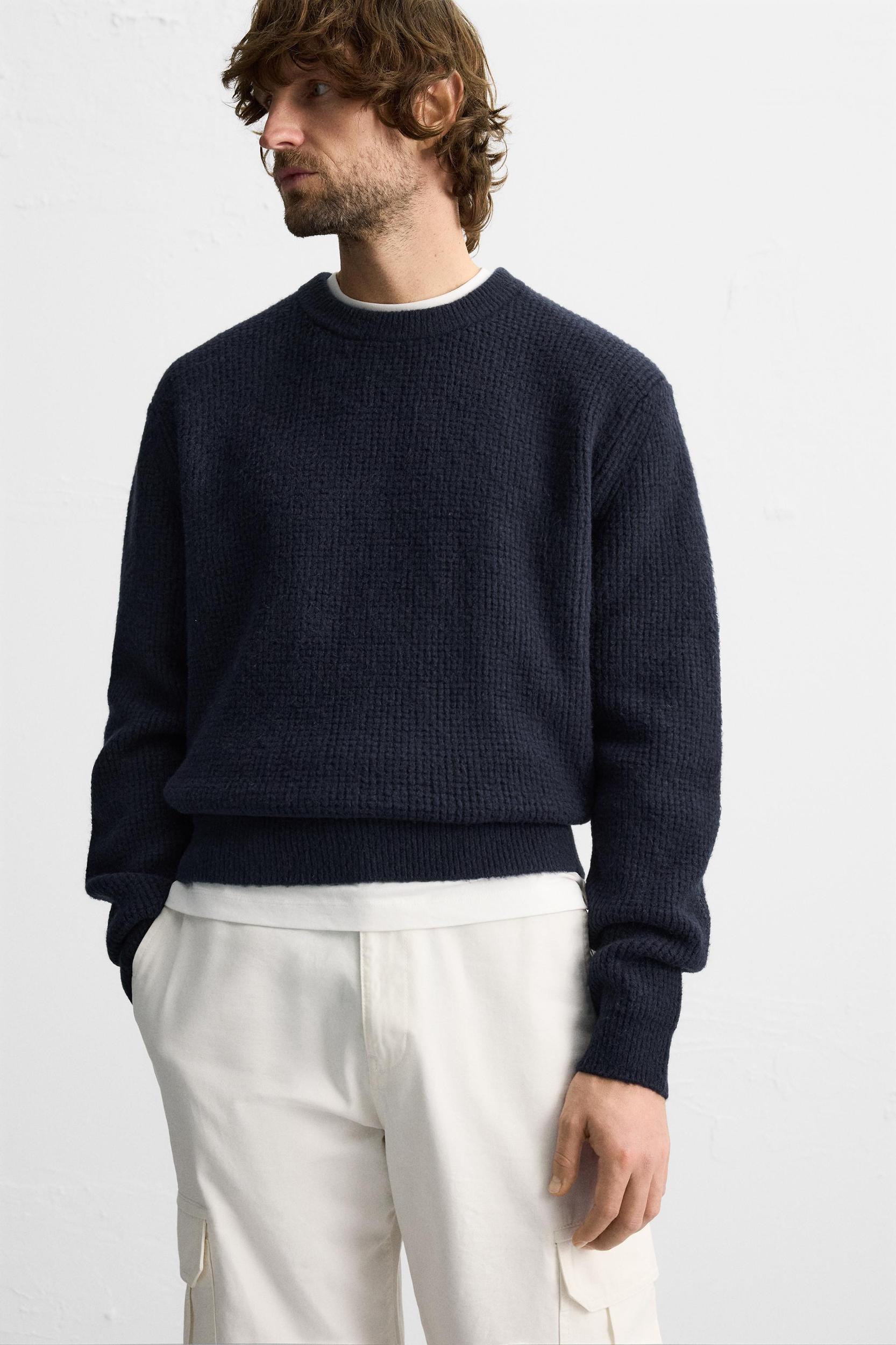 TEXTURED CHECK SWEATER Product Image