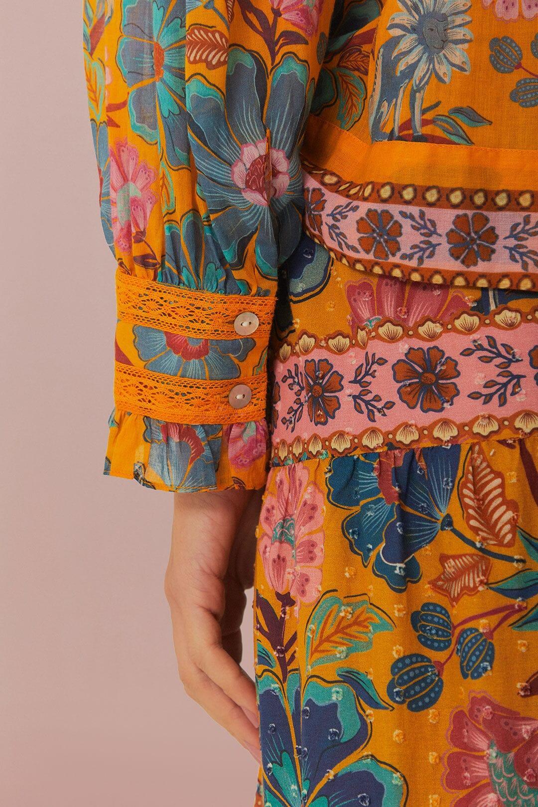 Yellow Mica Short Sleeve Collared Blouse, MICA YELLOW / XXS Product Image