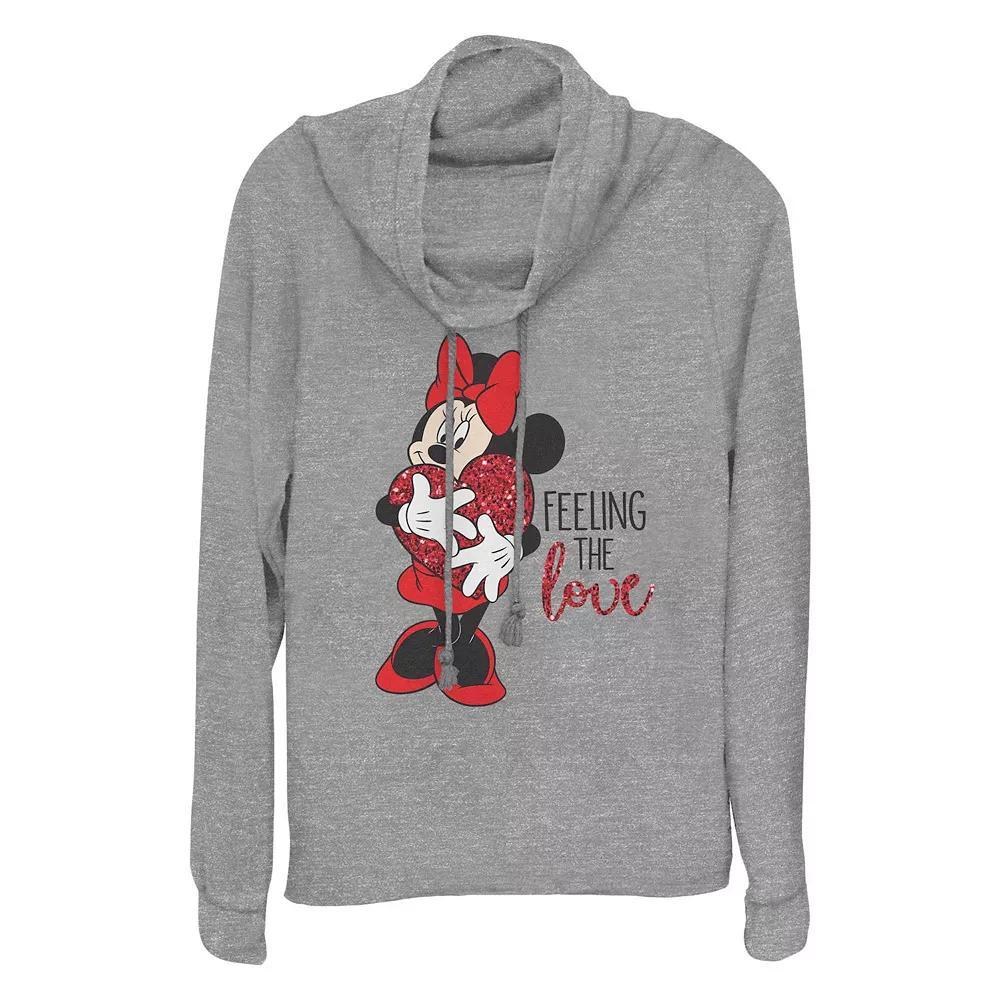 Disney's Minnie Mouse Feeling The Love Plus Size Cowlneck Graphic Lightweight Long Sleeve, Women's, Size: 1XL, Gray Grey Product Image