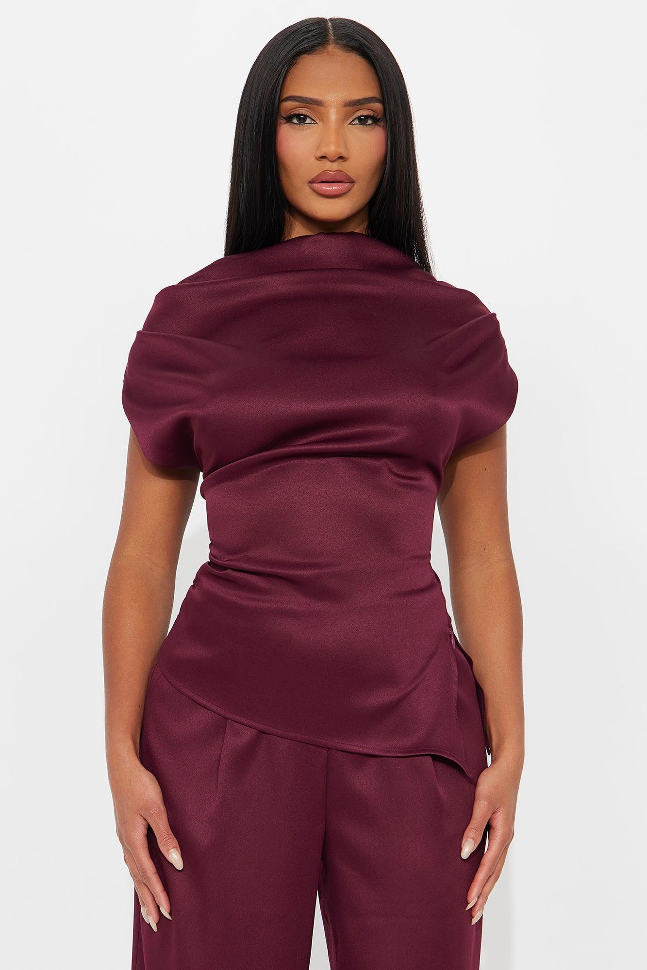 Poised To Perfection Pant Set - Wine Female Product Image