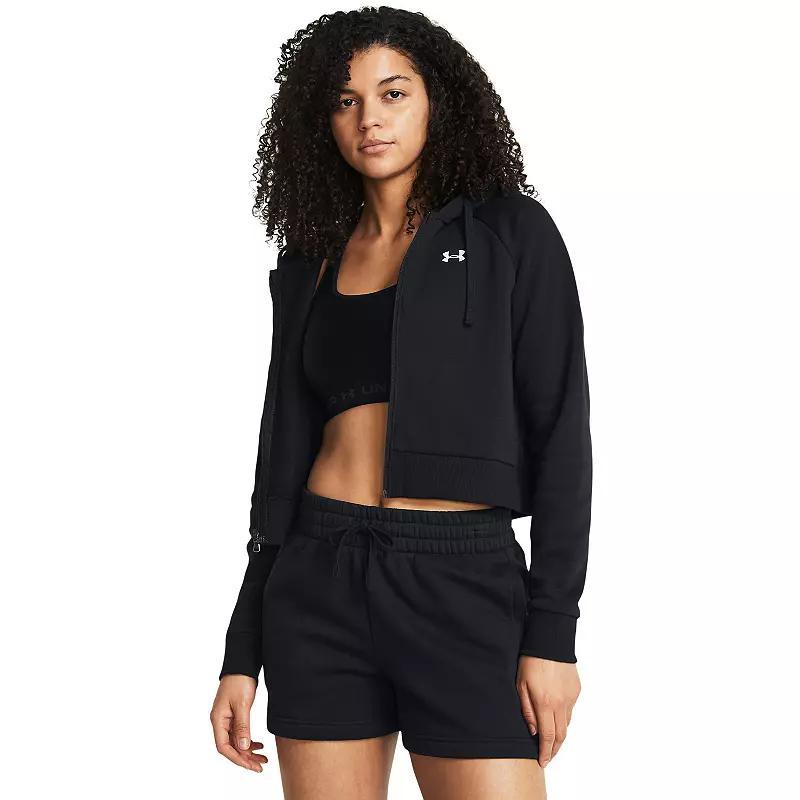 Women's Under Armour Rival Fleece Crop Full-Zip Hoodie, Size: XXL, Black Product Image