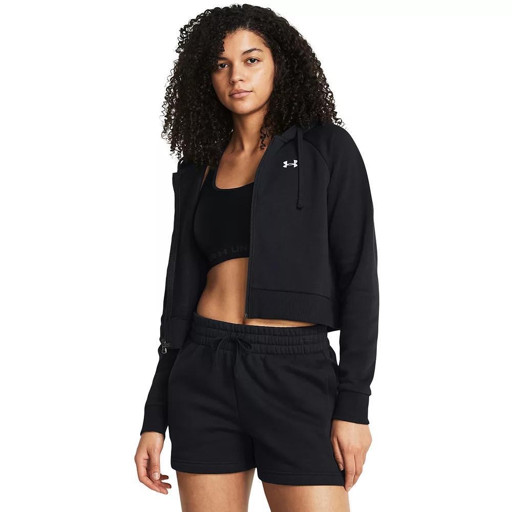 Women's Under Armour Rival Fleece Crop Full-Zip Hoodie, Size: XXL, Black Product Image