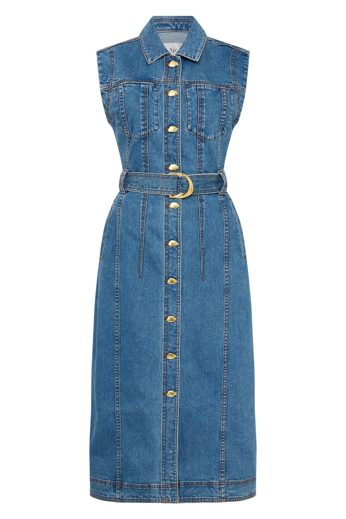 Darcie Denim Midi Dress Product Image