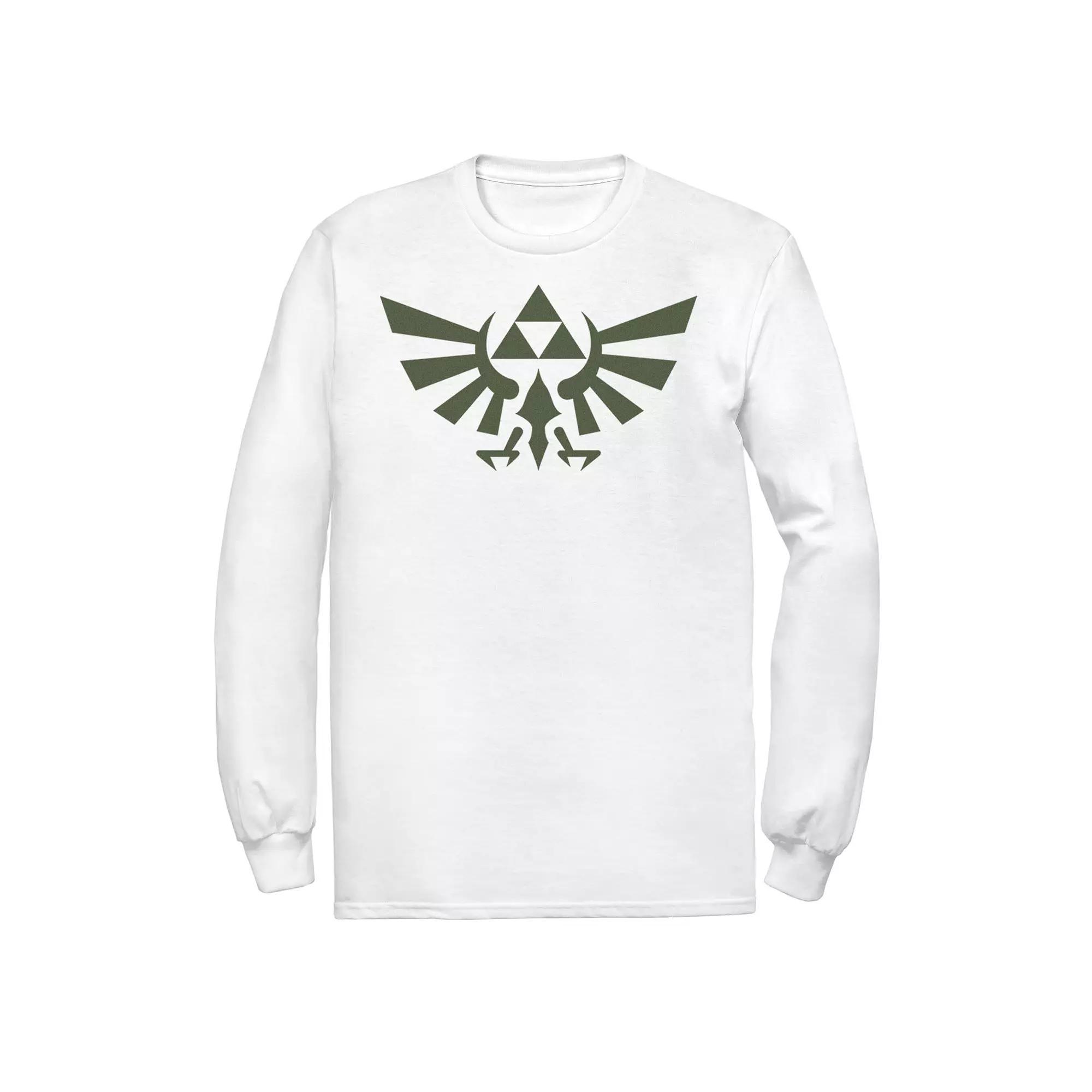 Mens Nintendo Zelda Hyrule Crest Triforce Black Out Logo Long Sleeve Tee Product Image