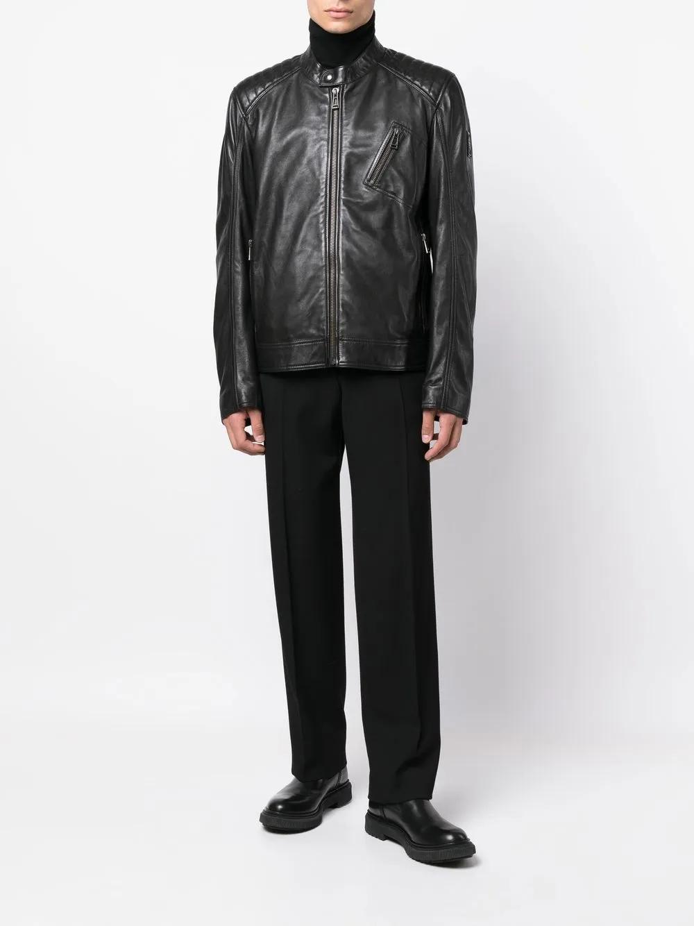 long-sleeve leather jacket Product Image